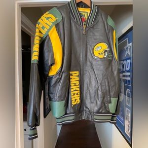 Green Bay Packers Leather Jacket. Black,White,Yellow, and Green.